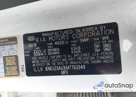 2021 Kia Soul Lx из США, поврежденный, VIN KNDJ23AUXM7763349